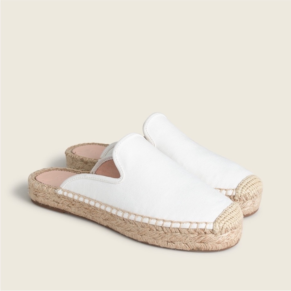 J.Crew Canvas Espadrille Mules in Ivory Natural